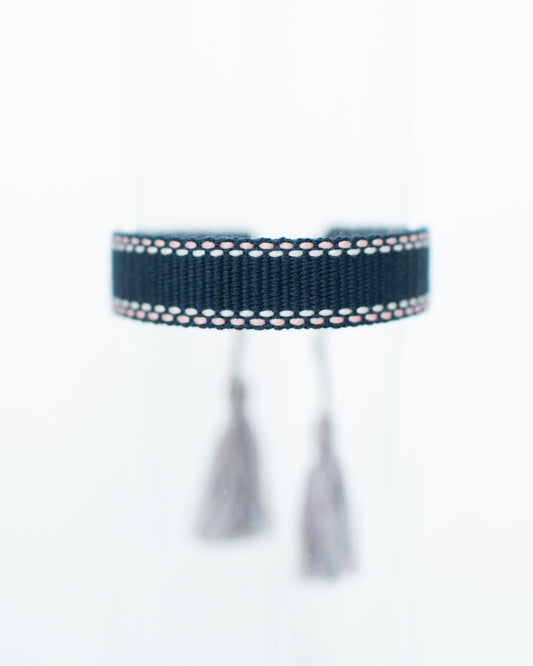 Navy with Blush and White Mini Tassel