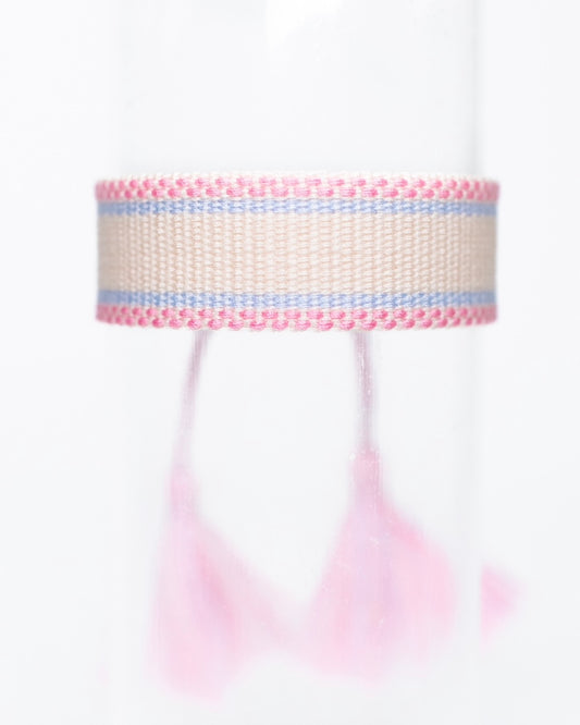 Ivory with Blush & Light Blue Tassel Bracelet