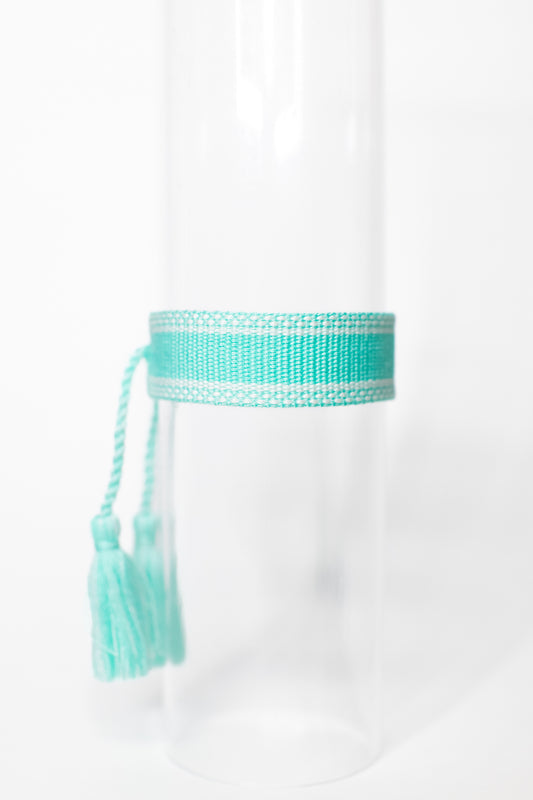Aqua & White Tassel Bracelet