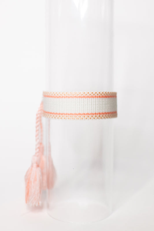 White with Peach & Coral Tassel Bracelet