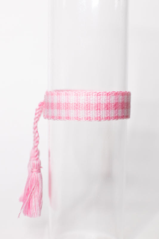 Pink Gingham Tassel Bracelet