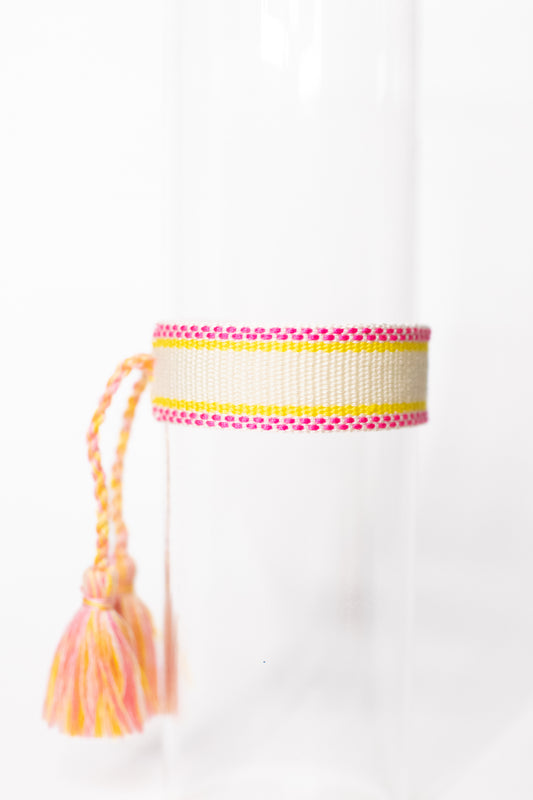 Ivory with Yellow & Pink Tassel Bracelet
