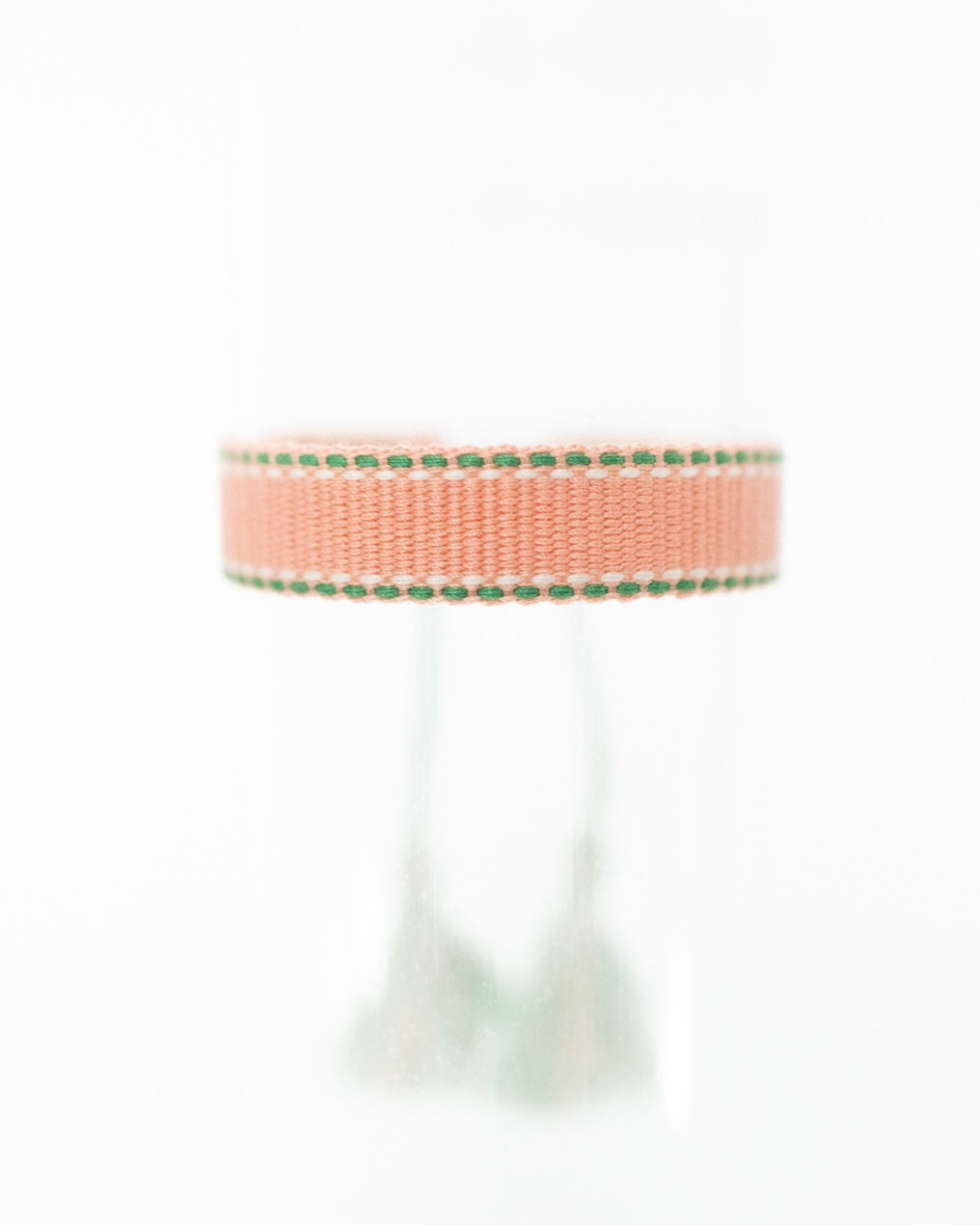 Coral with White & Green Mini Tassel Bracelet