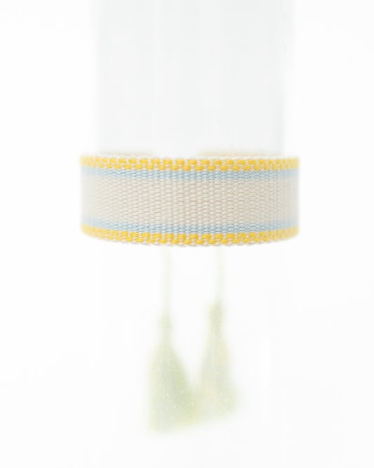 Ivory with Yellow & Light Blue Tassel Bracelet