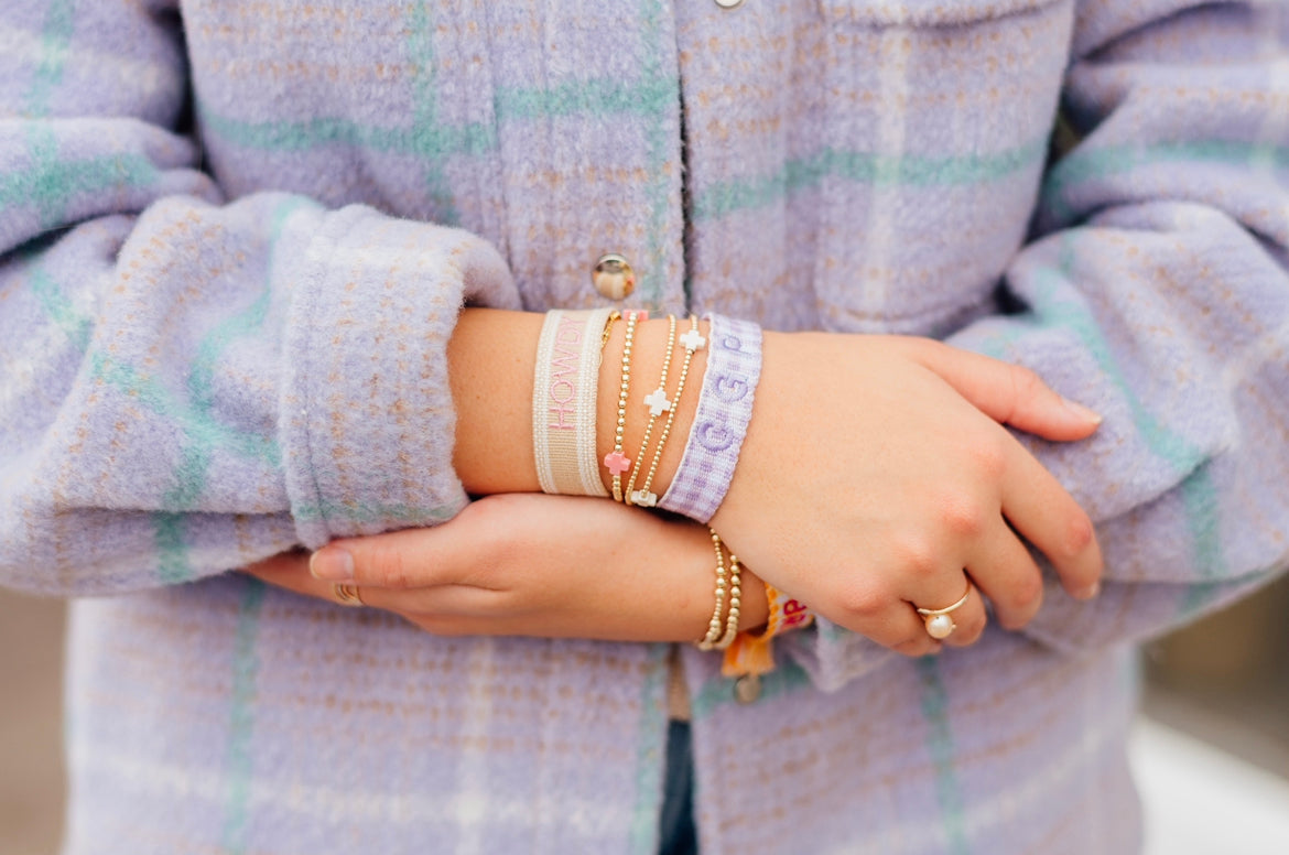 Purple Gingham Tassel Bracelet