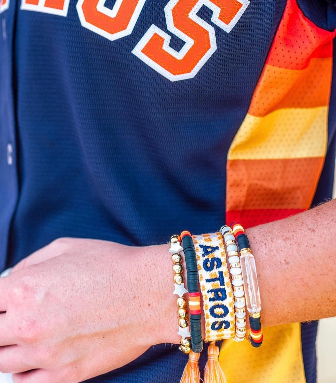 Orange Gingham Tassel Bracelet