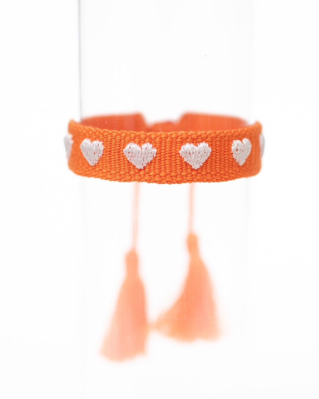 White and Orange Hearts Bracelet