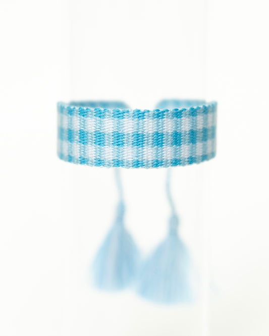 Light Blue Gingham Tassel