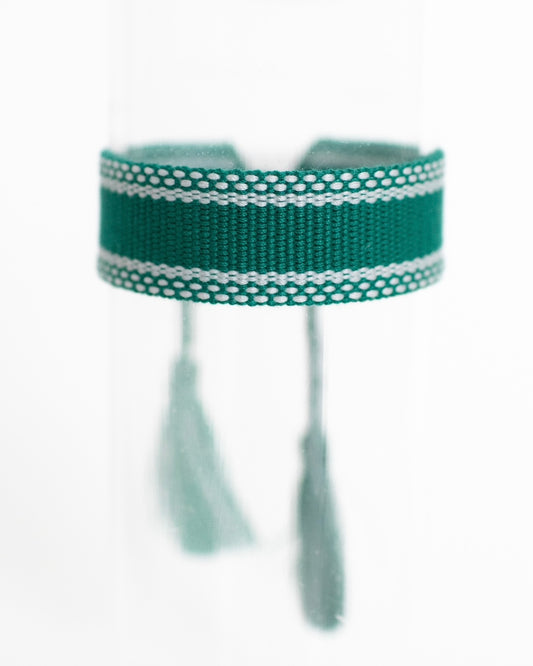 Green and White Tassel Bracelet