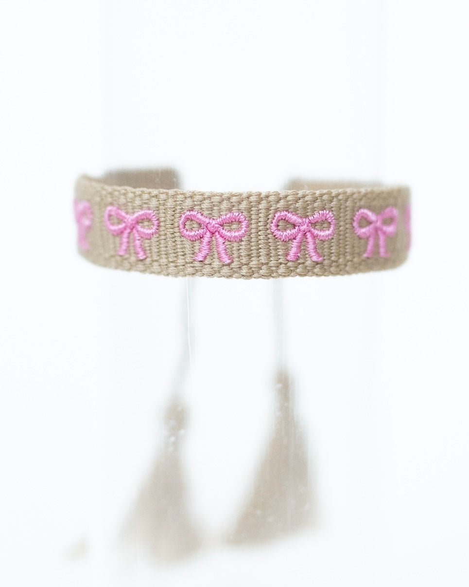 Mini Tan with Pink Bows Bracelet
