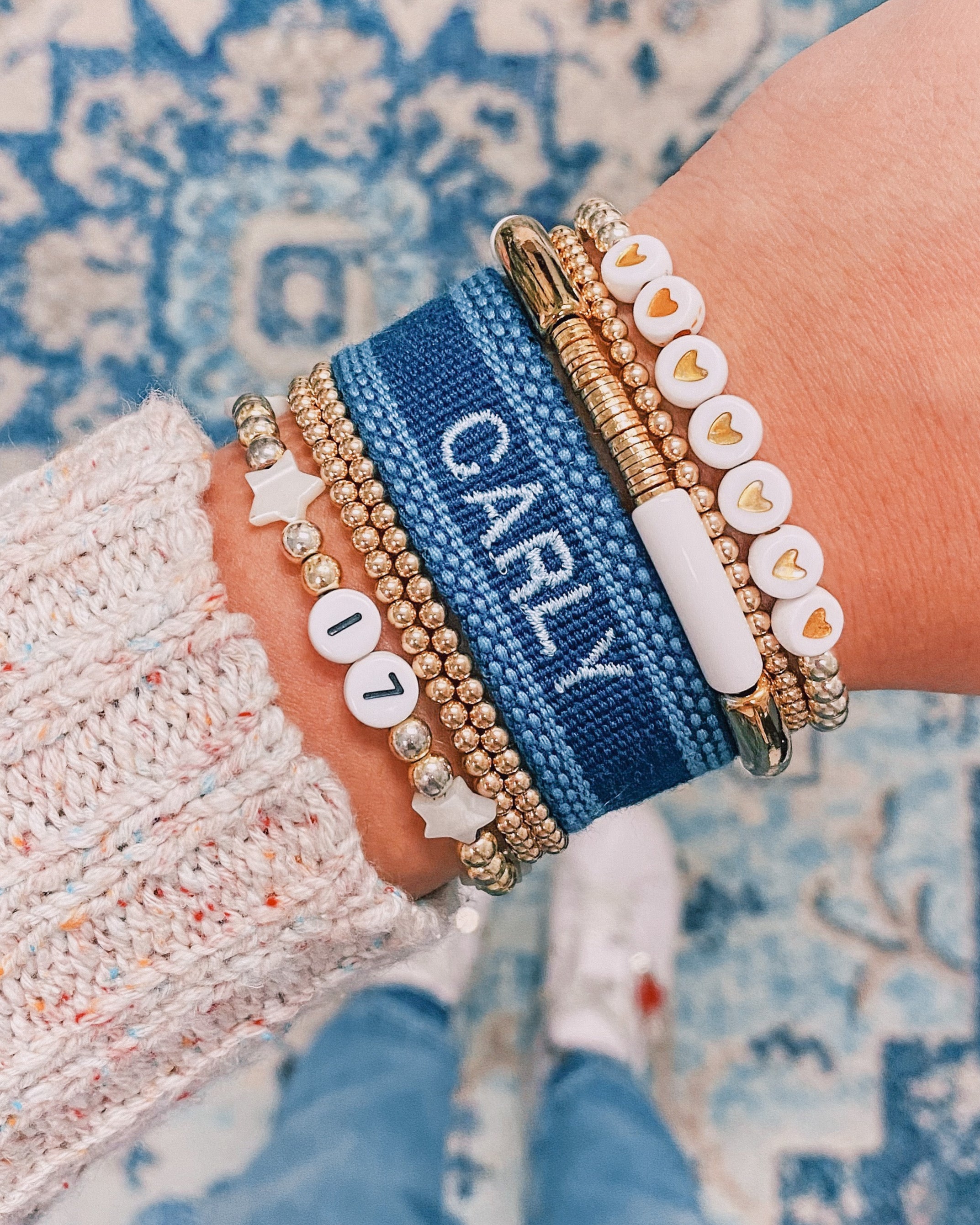 Blue tassel store bracelet