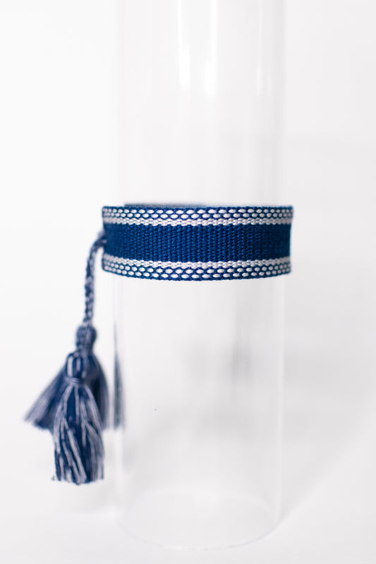 Navy & White Tassel Bracelet