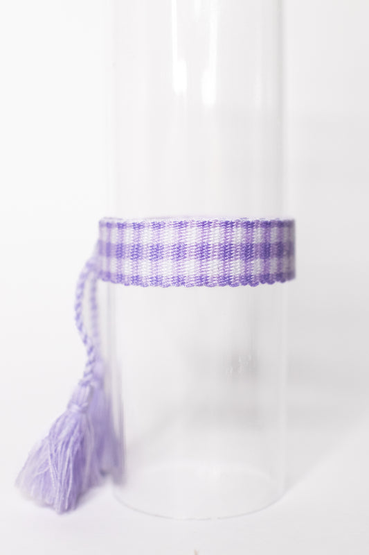 Purple Gingham Tassel Bracelet