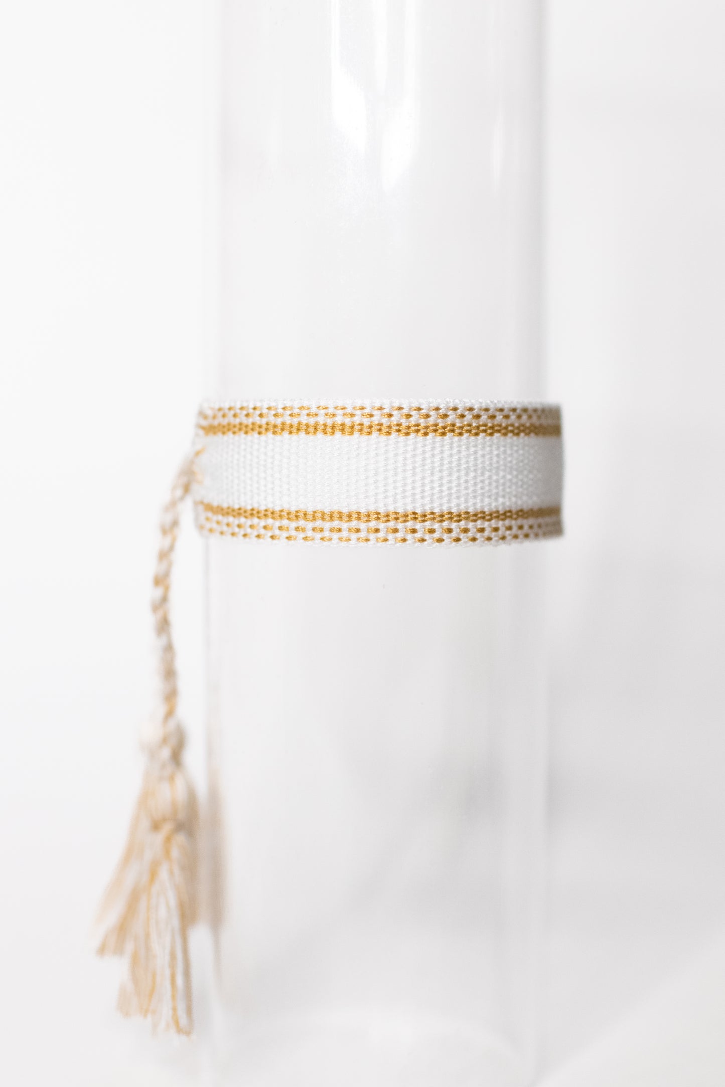 White & Tan Tassel Bracelet