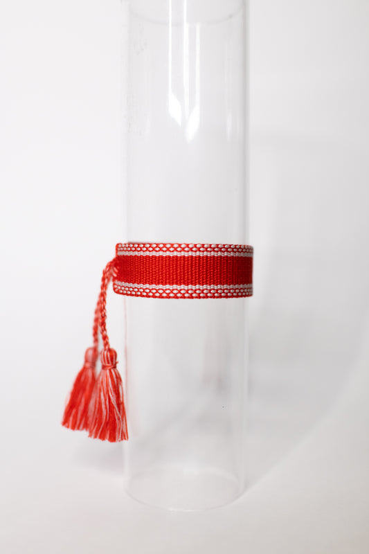 Red & White Tassel Bracelet