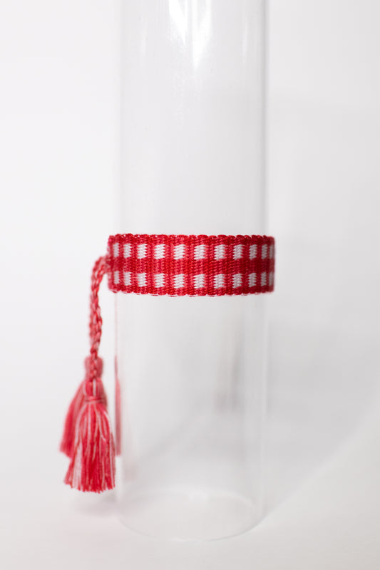 Red Gingham Tassel Bracelet