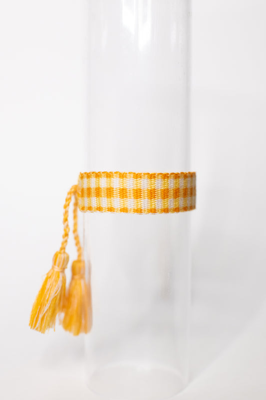 Orange Gingham Tassel Bracelet