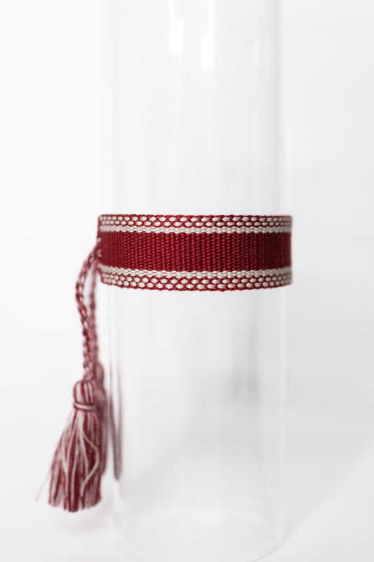 Maroon & White Tassel Bracelet