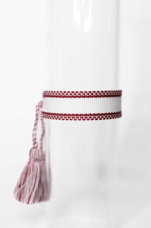 White & Maroon Tassel Bracelet