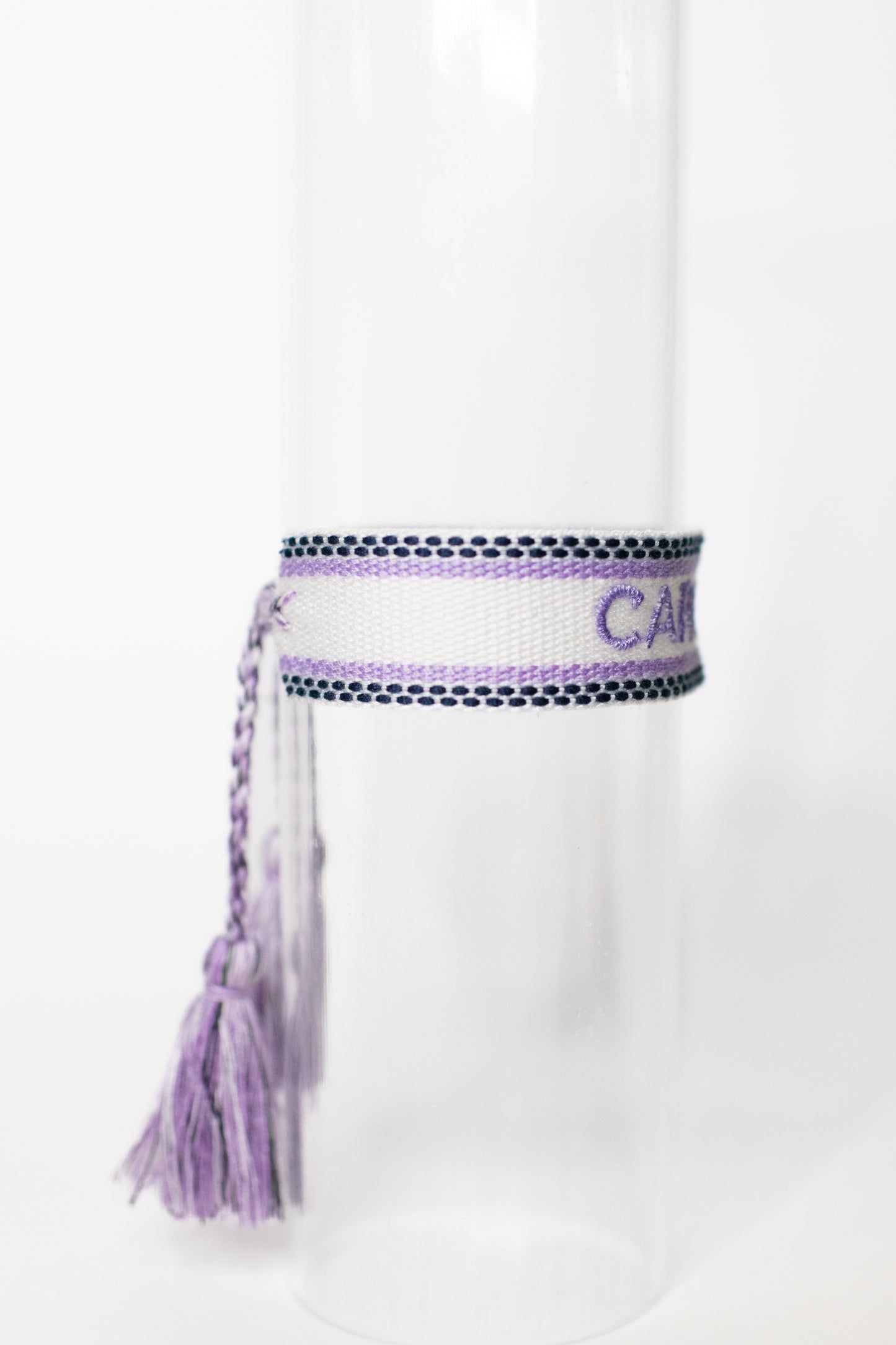 White with Lavender & Navy Tassel Bracelet