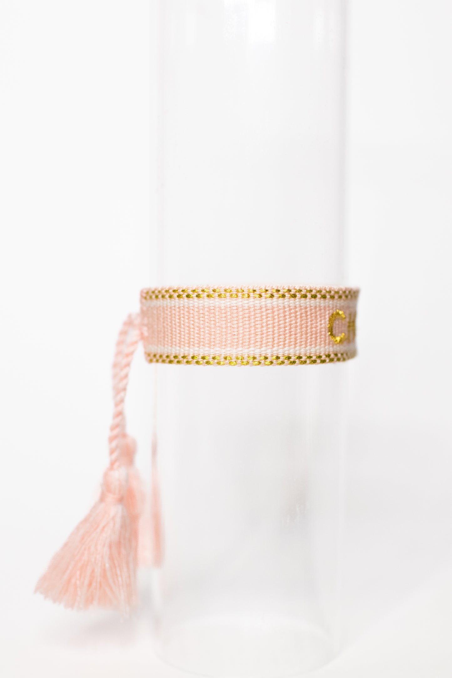 Blush with White & Gold Tassel Bracelet