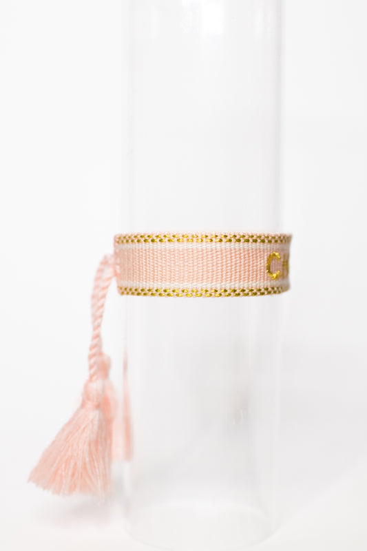 Blush with White & Gold Tassel Bracelet