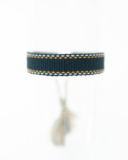 Navy with White & Orange Mini Tassel Bracelet