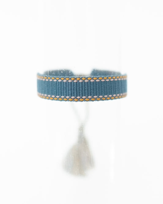 Light Blue with Blush & Orange Mini Tassel Bracelet