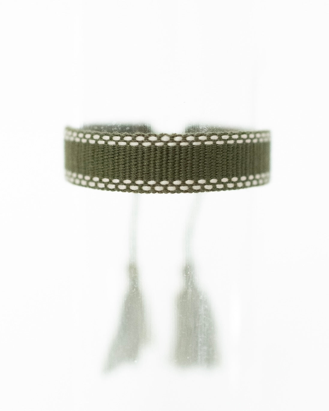 Army Green & White Mini Tassel Bracelet