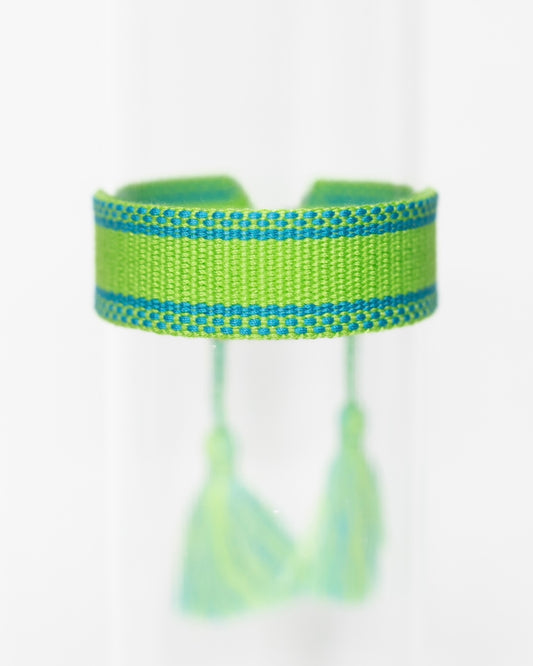 Lime Green and Teal Tassel Bracelet