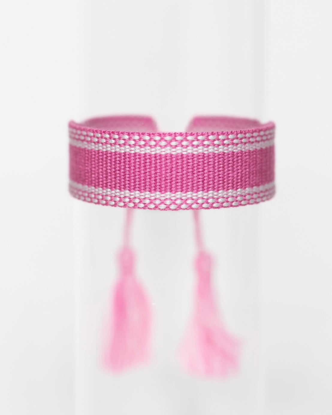 Hot Pink and White Tassel Bracelet