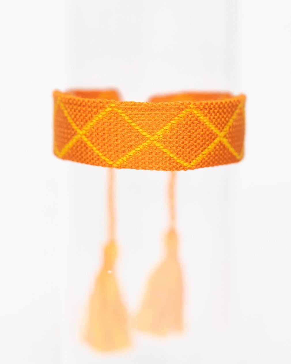 Orange Diamond Pattern Tassel Bracelet