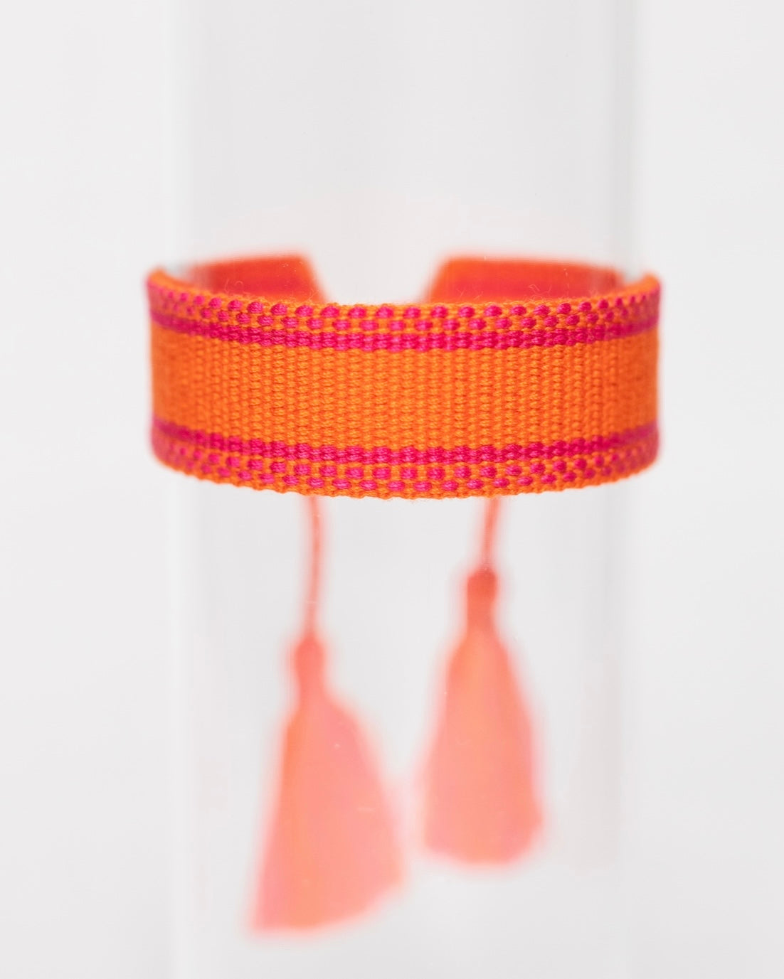 Orange and Hot Pink Tassel Bracelet