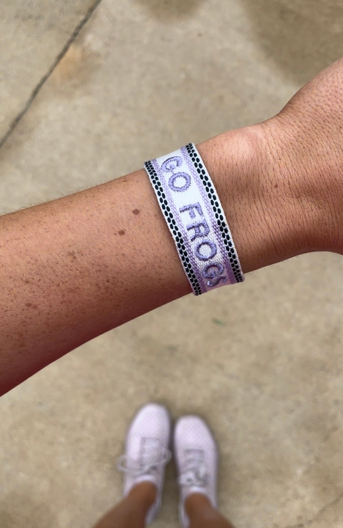 White with Lavender & Navy Tassel Bracelet