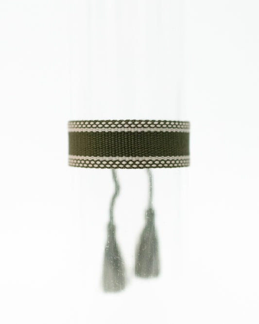 Army Green & White Tassel Bracelet